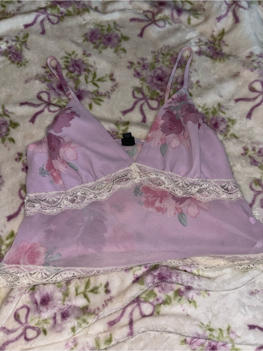 wild fable Lavender Floral Lace Trim Cami Top